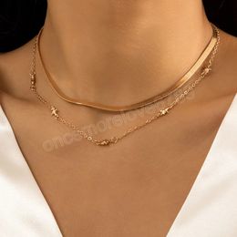 Gelaagde slangenketens korte choker ketting voor vrouwen goud/zilveren kleur eenvoudige kettingen set 2022 mode sieraden