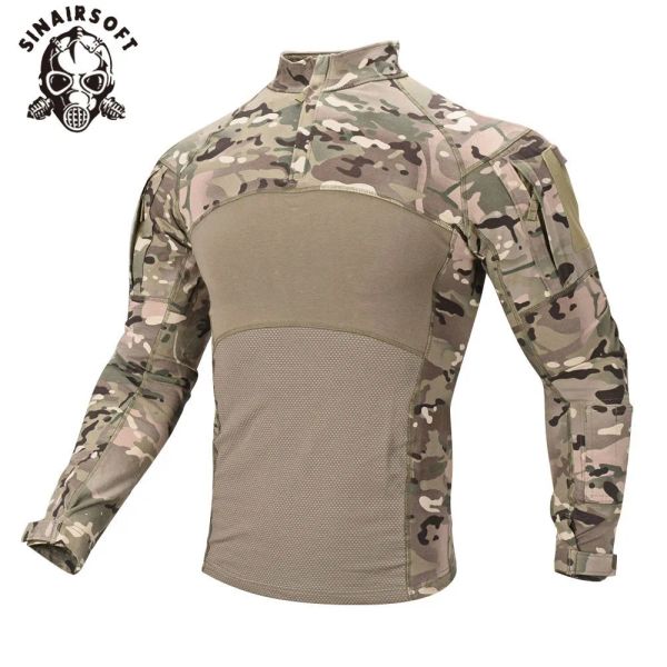 Couches Sinairsoft Men's Us Ussiform Airsoft Hunting Tactical T-shirt Long Manche à manches longues Camo Camo Camo Sports