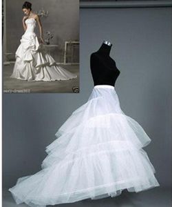 Layers Tulle 3 Hoops Petticoat Crinoline for Dresses with Train Wedding Underskirt Slip