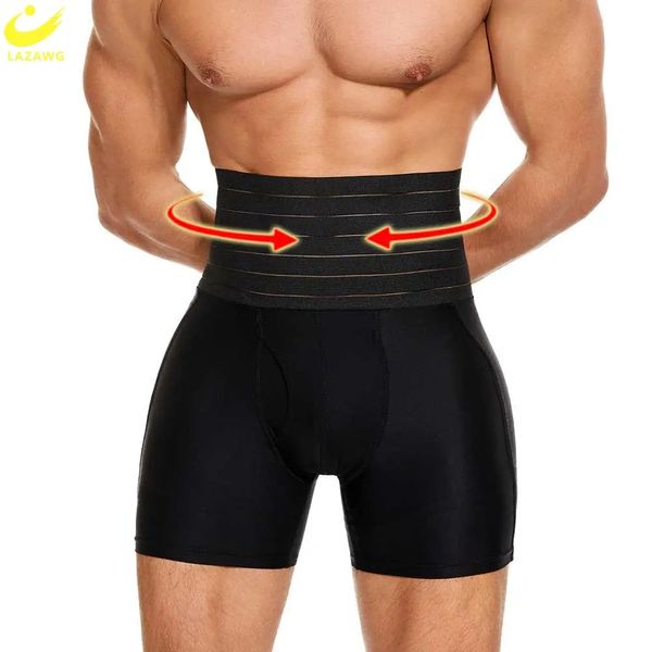 Lazawg Body Shaper Short for Men Smming Tammy Control Panty Milier Trainer High Souswear Cuisine Corgue Body Shaper Gym 240506