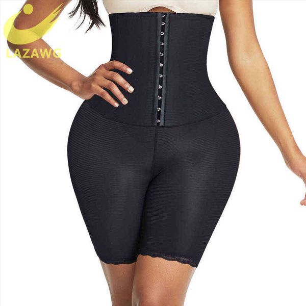 LAZAWG Butt Lifter Body Shaper Shorts para mujeres Vientre Control de barriga Muslo Más delgado Gancho Cintura Entrenador Lencería Shapewear Bragas Y220311