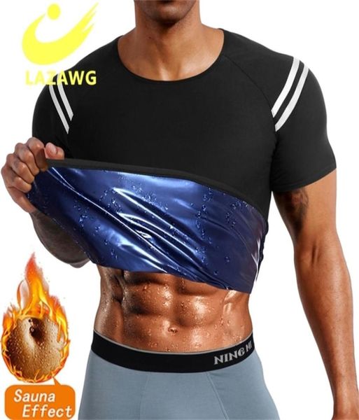 LAZAWG Men sudor sauna chaleco entrenador de cintura para el cuerpo de la cintura para el cuerpo de frasas del corsé del gimnasio del gimnasio quemado grasa del tanque delgado 2206293923558