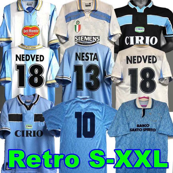 Lazio Retro 1989 1990 1991 1992 1999 2000 2001 Jerseys de football Nedved Simeone Salas Gascoigne Home Away Football Shirt Veron Crespo Nesta 89 90 91 92 93 98 99 00