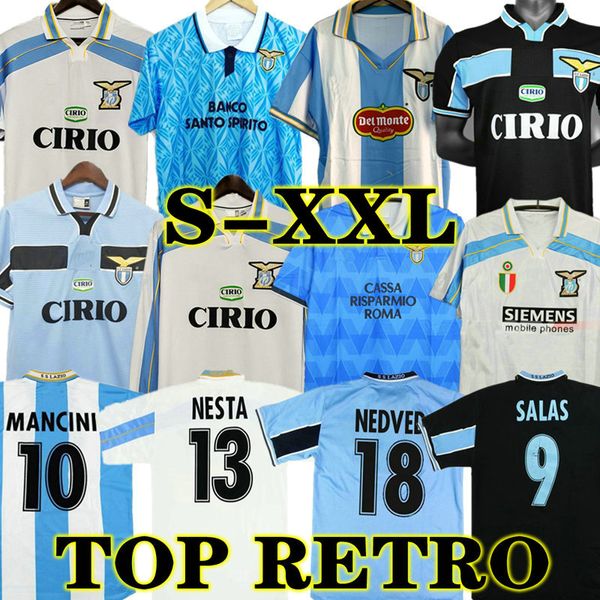 14 15 Klose Lazio Retro 1989 1990 Maillots de football SIMEONE Vintage 91 92 99 00 01 NEDVED SALAS GASCOIGNE Maillot de football classique à domicile VERON CRESPO