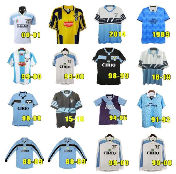 Lazio Retro Soccer Jerseys 1990 1991 1992 1998 1999 2000 2001 2015 2018 2018 Shirt de football de Saleone Salas Gascoigne Veron Crespo Nesta 89 90 91 92 93 95 98 99 00 01