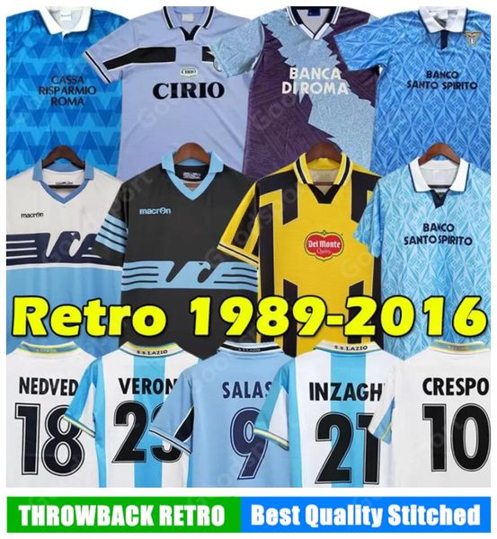 Lazio Retro Soccer Jerseys 1989 1990 1991 1992 1995 1998 1999 Nedved Simeone Salas Gascoigne 2000 15 16 Home Football Shirt Veron Crespo Nesta Calcio