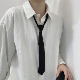 Paresseux noir cravates pour hommes femmes costumes décontractés solide cravate maigre hommes cravates affaires mariage mince coréen cravate cou