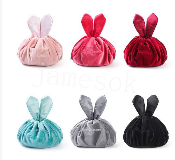 Paresseux cordon sac cosmétique oreilles de lapin velours sac de rangement Portable voyage maquillage poche de rangement de980