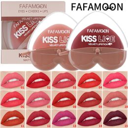 Glaçage à lèvres en forme de coeur paresseux nude brun rouge brillant brillant blush vevet tein lèvres de maquillage durable