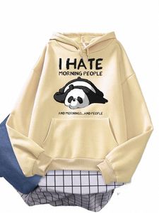 Lazy Panda I Hate Morning People Prints Hoody Woman Casual Hoodies Plus Size Sweatshirt Harajuku Girl Mirn Warm Sudaderas Tops D4S1#