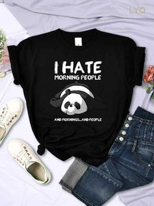 Lazy panda ik haat ochtendmensen vrouwen korte mouw mode mode creatief all-math kleding street hiphop o-neck tops dames t-shirt