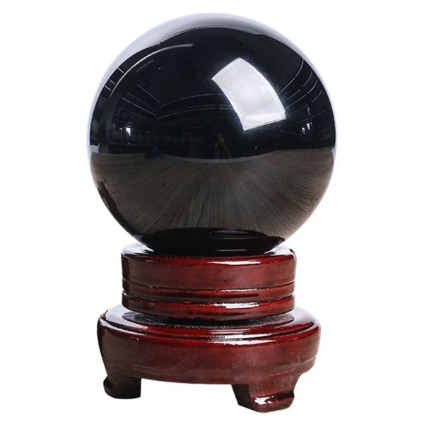 Lber 80 mm Natural Black Obsidian Sphère Grande Boule de cristal Stone de guérison avec base
