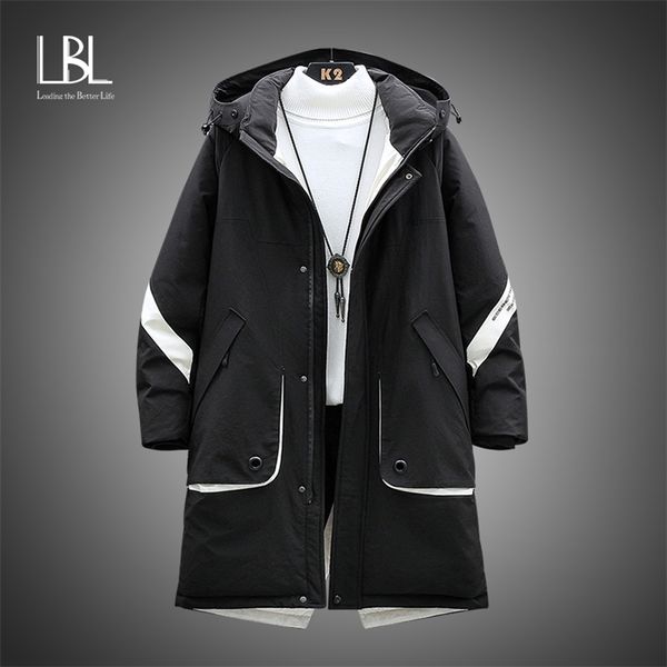 LBL Mens Long 90% Blanc Canard Down Veste Manteau Marque De Luxe Hiver Solide Noir Parkas Hommes Épais Chaud Slim Fit Mâle Pardessus 211110