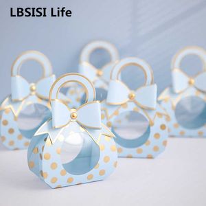 LBSISI Life 20pcs Boîte de poignée de papier de bonbons de mariage avec Windows Emballage de chocolat Anniversaire Graduation Party Favor Décoration cadeau 210724