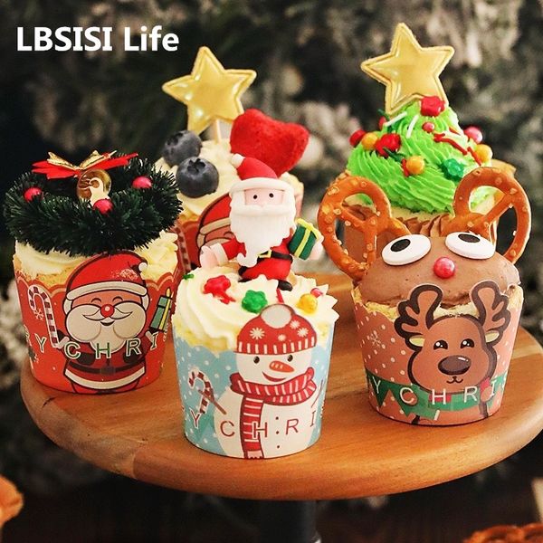 LBSISI Life 50pcs Christmas Cupcake Paper Muffin Cup-Iproof for Pastry Cake Kit New Year Spring Festival Favors Decora
