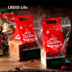 Lbsisi Life 50 stcs Kerst transparante toast broodverpakking handvat bgas nieuwjaar feest handgemaakte cadeaus cadeau decoratie 201015