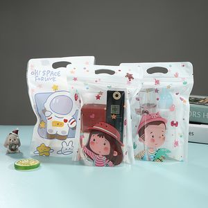 LBSISI Life 50pcs Frosted Candy Zip Lock Stand Up Nougat Sacs croustillants Sceau de biscuits Snowflake Aliments Chocolate Hold Pack Plastic