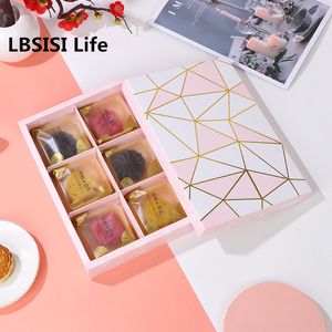 LBSISI Life 5pcs 100g Mooncake Paper Boxes Oeuf Yolk Croush Cake Cookies Candy Emballage Mid-Automn Festival Party Gift Decoration
