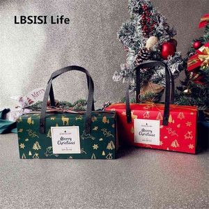 LBSISI Life – boîte à poignée de noël, 5 pièces, cadeau, bonbons, gâteaux, biscuits, fournitures d'emballage, décoration de fête, événement, H1231