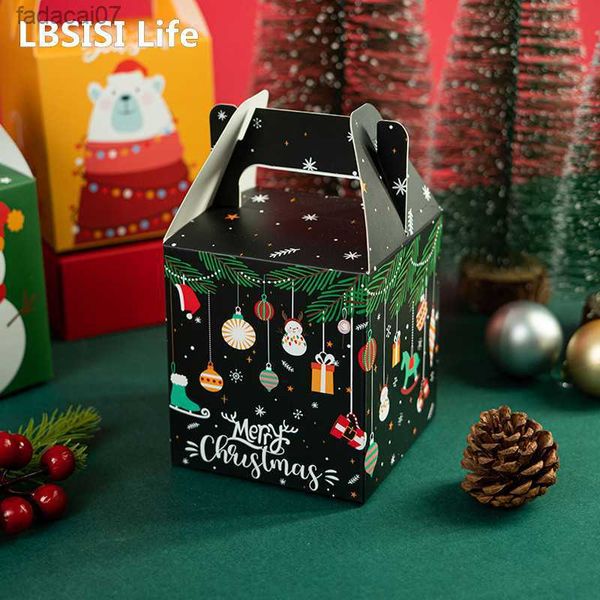 LBSISI Life 6 uds Cajas de regalo de Navidad para pastel de caramelo turrón embalaje de juguete Navidad Año Nuevo carnaval evento fiesta niños Favor Navidad L230620