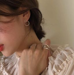 Lbyzhan micro pave zircon avant et arrière cercle boucles d'oreilles pour femmes 2021 New Jewelry