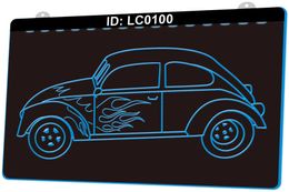 LC0100 Volkswagen Beetle Voiture Classic Light Sign 3D Gravure