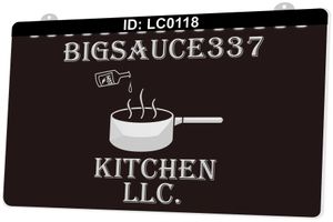 LC0118 Big Sauce 337 Kitchen Llc Panneau lumineux Gravure 3D