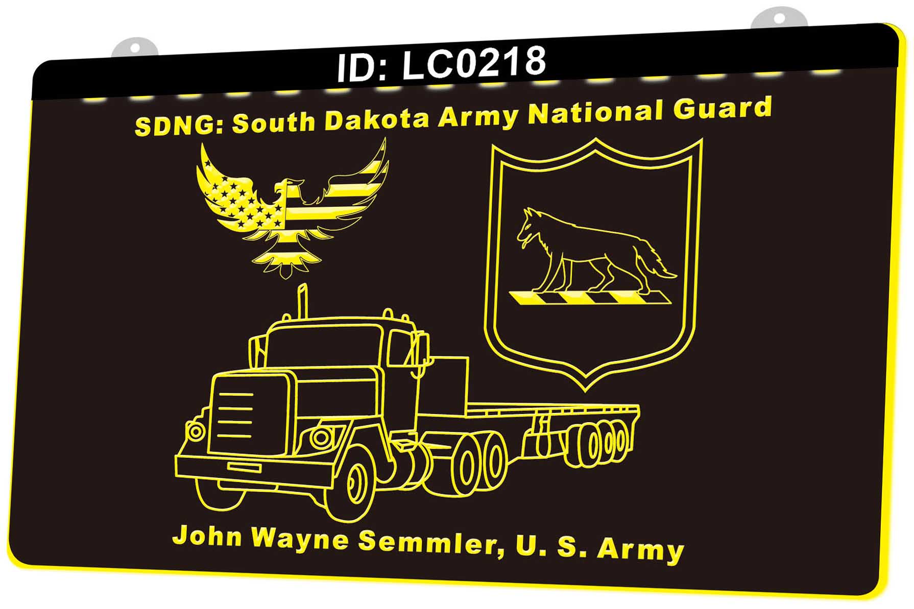 LC0218 Güney Dakota Ordusu Ulusal Muhafız Işık Işareti 3D Gravür