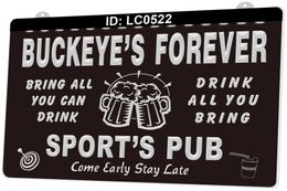 LC0522 Panneau lumineux avec vos noms Forever Sport's Pub Come Early Stay Late Beer Bar Gravure 3D