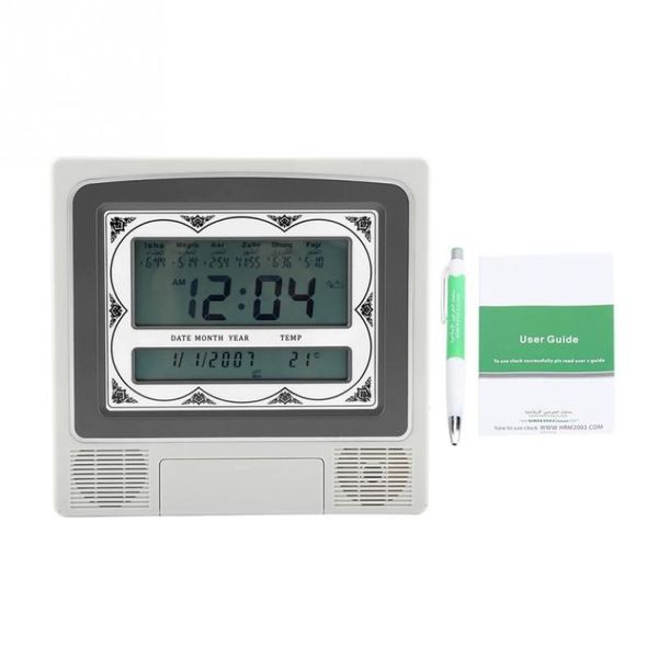 LCD automático islámico musulmán oración Azan despertador reloj montado en la pared Muslim2140