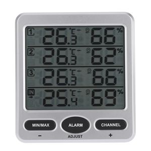 Freeshipping Thermo-hygromètre intérieur/extérieur sans fil LCD numérique 433 MHz à 8 canaux avec trois capteurs à distance Thermomètre Hygromètre