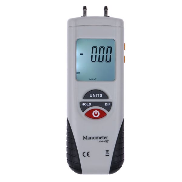 Freeshipping LCD Digital Manometer Différentiel Air Pressure Meter Jauge 2Psi 13.79Kpa Testeur Outils 11 Échelles Sélectionnables Unités