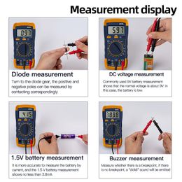 LCD Digital multimètre A830L AC DC DC DIODE DIODE FRÉGUENCE MULTISTERT COURANT TESTER LUMINONN Affichage avec une fonction de buzzer