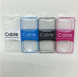 Caja de paquete de venta al por menor de plástico de PVC transparente simple para Iphone Samsung Cargador Línea de cable Pantalla Aumento de ventas Empaquetado Negro Blanco