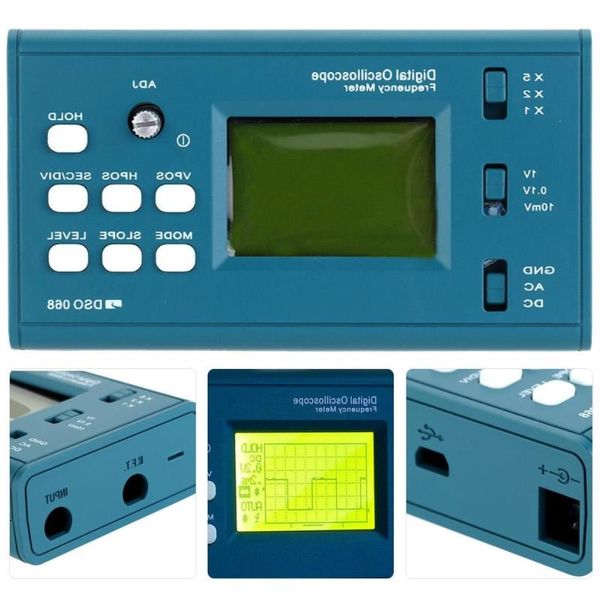 Freeshipping LCD Osciloscopio de almacenamiento digital / Medidor de frecuencia Kit de bricolaje con sonda BNC profesional Interfaz USB DSO 20MSa / s 3MHz Dcjcd