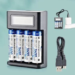 LCD Display AA / AAA Battery USB Charger 4 Slots voor Ni-MH / Ni-CD AA AAA 1.2V Oplaadbare batterijindicator Batterijlader