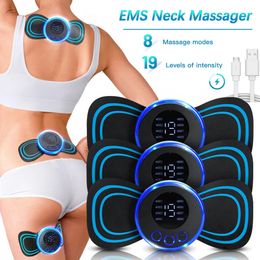 LCD Display EMS Nekmassage Elektrische Massager Cervicale Rugpatch 8 Modus Puls Spierstimulator Draagbare Verlichting Pijn 240311