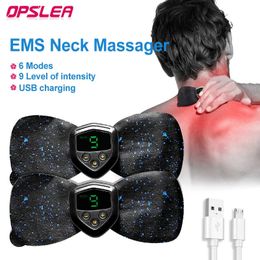 LCD -display EMS Neck Massage Elektrische massager Cervical Back Patch 6 Mode Pulsspierstimulator Portable Relief Pain 240425