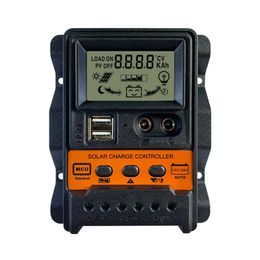 LCD Display Solar Charge Controller PWM 10A 20A 30A 12V 24V Dual USB 5V Uitgangspaneel Laderregelaar