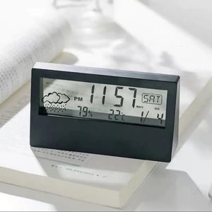 Réveil de l'alarme électrique LCD avec calendrier et humidité numérique Humidité moderne de bureau à domicile Battre à 240410
