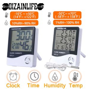 LCD elektronische digitale temperatuur vochtigheid meter thermometer hygrometer indoor buiten weerstation klok HTC-1 HTC-2