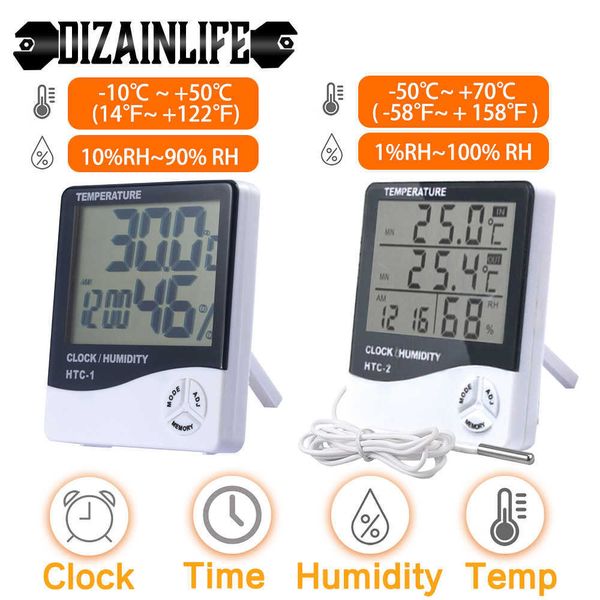 LCD électronique numérique température humidité mètre thermomètre hygromètre intérieur extérieur Station météo horloge HTC-1 HTC-2