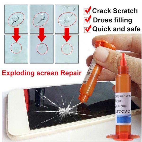 Herramienta de reparación de pegamento UV de vidrio LCD Anti-ridiculte Toque Transparente Toque Crack Long Glass Crack roto Pantalla de ventana de restauración