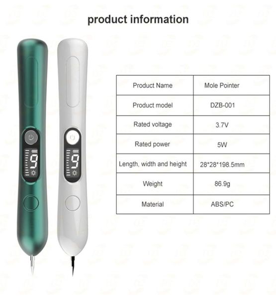 LCD Láser Plasma Pen Mole Retrocación Frekle Frakle Home Beauty Instrumument Machine Guierra VERVIA DESCARA DESCARDA Herramienta de etiqueta de la piel 9 Nivel con 3891818