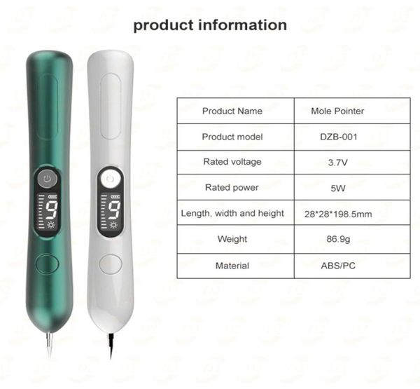 LCD Láser Plasma Pen Mole Frekle Frakle Frakle Machine Beauty Instrument Machine Blema Wart Dark Spot Skin Tag Tool 9 Nivel con 4989732