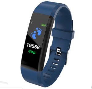 Pantalla LCD ID115 Plus Pulsera inteligente Rastreador de ejercicios Podómetro Banda de reloj Monitor de presión arterial Ritmo cardíaco Pulsera inteligente BTB01