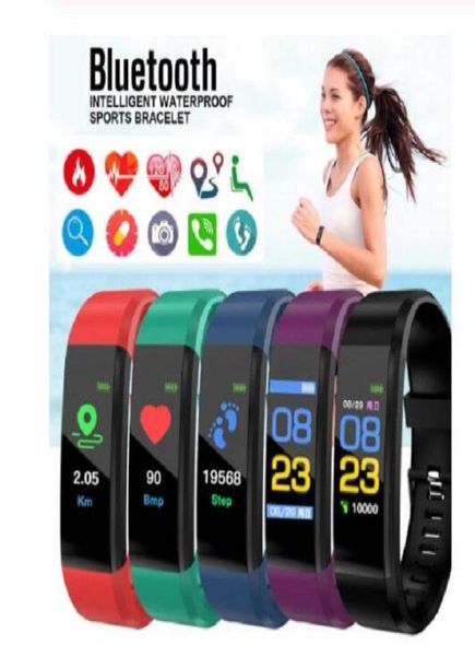 LCD Screen ID115 Plus Bracelet Smart Fitness Tracker Pidomètre Watch Band Care Carelle MONITEUR DE PRESSION HORTÉ