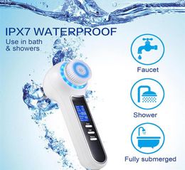 Cepillo de limpieza facial recargable con pantalla LCD IPX7, resistente al agua, 3 en 1, limpieza facial eléctrica, limpieza profunda de porosa57a27