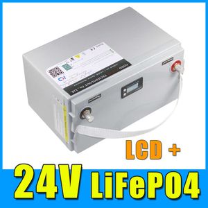 Batterie LiFePO4 étanche LCD 24V, 100ah, pour vélo électrique, voiture de Golf solaire 24V, lipo, pour chariot élévateur