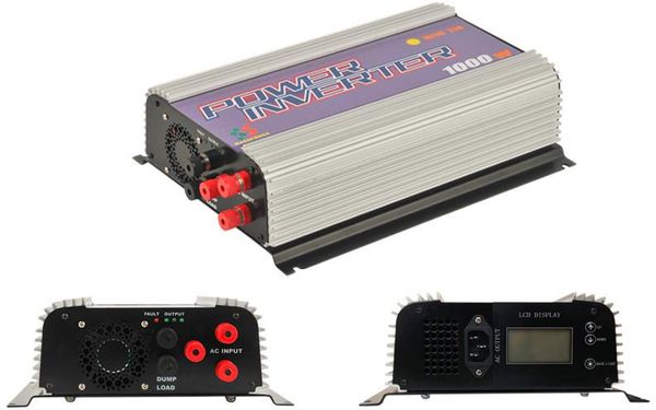 Inversor de conexión a red eólica LCD de envío gratuito 1000 W con carga de descarga para turbina de aire trifásico AC 22-60/45-90 V, inversor de conexión a red de onda sinusoidal pura mppt